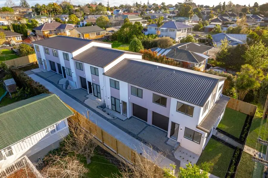 Tasman Drive — Aerial view of the Tasman Drive townhouses in their street